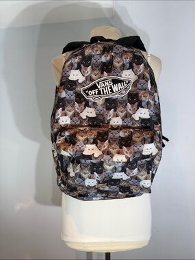 Vans Off The Wall Cat Print Backpack Multi Cat Graphic School Travel Bag ASPCA